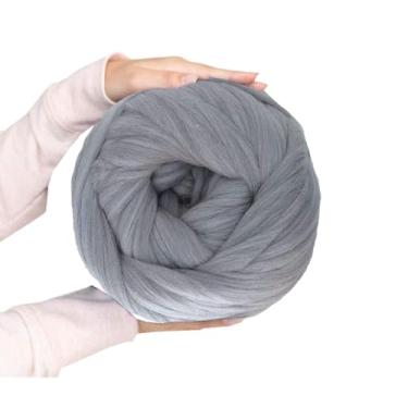 Imagem de NXqilixiang Fio de Lã Gigante, Super Macio, Lavável, 1 kg, Cinza, Perfeito para Tricô Gigante e Braço, Sofá, Cama, Cobertor, Travesseiro para Animais de Estimação
