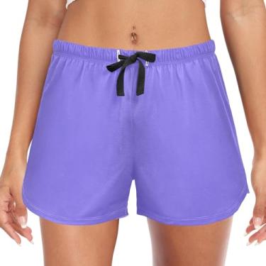 Imagem de CHIFIGNO Shorts de pijama feminino com bolsos e shorts de pijama confortáveis, P-2GG, Azul ardósia média, G