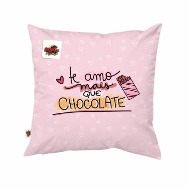 Imagem de Almofada 40x40 Te Amo Mais Que Chocolate Presente Dia dos Namorados