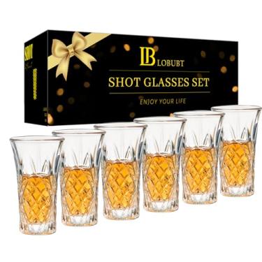 Imagem de LOBUBT Conjunto de Copos de Shot de 2 Onças, Copos de Shot de Tequila de 6 Pacotes com Base Pesada, Copos de Shot de Cristal, Vidro Cordial de Uísque Pequeno em Massa para Bebidas de Licor, Bar, Lembr