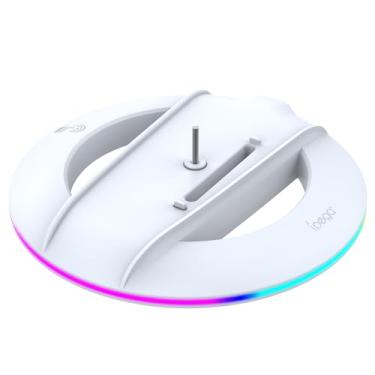 Imagem de Suporte vertical para Playstation 5 Slim Disc e console digital, base de luz LED para acessórios PS5 Slim - 14 modos de luz com parafuso e cabo USB