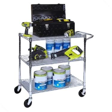 Imagem de Carrinho de Serviço Multiuso hotel industrial com 3 Prateleiras, Rodas Resistente