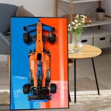 Imagem de auvnei Display Wall Mount for Lego Technic McLaren F1 Toy Race Car Compatible with Lego Building Set 42141, Display Wall Board Shelf for Adult, Great for Lego Lovers(Only Display Wall) Orange