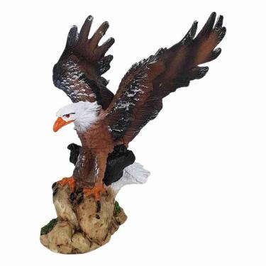 Imagem de Águia De Asa Aberta Sabedoria Gavião Decorativa Resina 17 Cm
