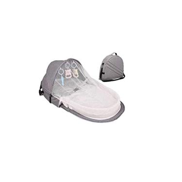 Imagem de Ninho bolsa cama de bebê com mosquiteiro viagem portátil dobrável cinza
