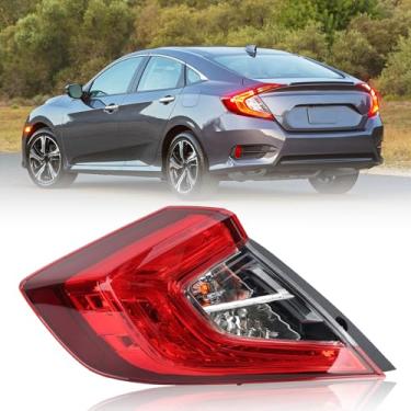 Imagem de Clidr Luz traseira externa compatível com Honda Civic Sedan de 4 portas 2016 2017 2018 2019 2020 2021 com lâmpadas substitui 33550TBAA01 HO2804110 lado esquerdo do motorista