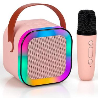 Imagem de Caixa Som Karaokê Led Rgb Bluetooth Microfone Sem Fio - Bivena