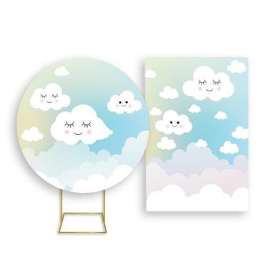 Imagem de Painel De Festa Redondo 1,50x1,50 + Painel Vertical 1,50x2,20 - Chuva 