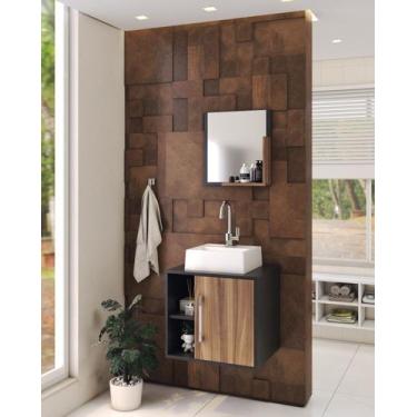 Imagem de Gabinete P/Banheiro C/cuba Q32 e Espelheira Soft 50cm - Compace, Preto