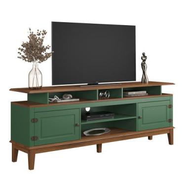 Imagem de Rack de Madeira Maciça com 2P Base Elevada - Apaixone&Decore, Verde