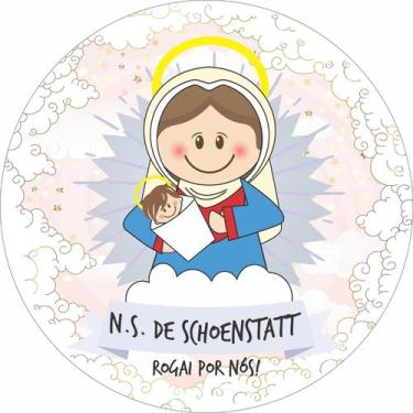 Imagem de Painel de Lona Redondo Santinhos Católicos Nossa Senhora Schoenstat Mã