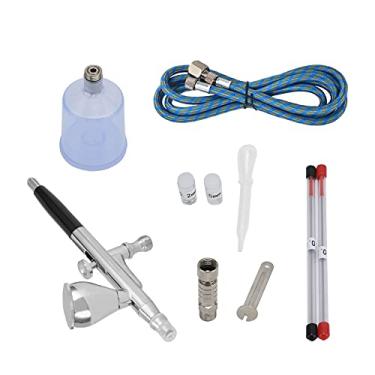 Imagem de Pincel de ar, conjunto de aerógrafo leve e portátil G1/8 multi acessórios com agulha de bicos de pote de pulverização para impressão de modelos de decoração de casa para a maioria dos tipos