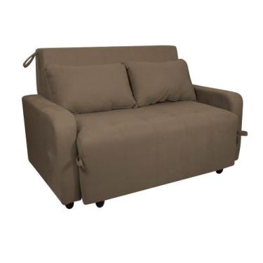 Imagem de Sofá Cama End 138cm Reclinável Manual Suede Capuccino - Sallar Home