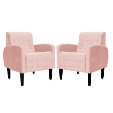 Imagem de Kit 02 Poltronas Decorativas Luiza Veludo Cores - DS Estofados, Rosa