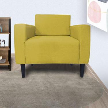 Imagem de Poltrona Estofada Para Sala de Espera Leticia Slim Suede Mostarda - LM