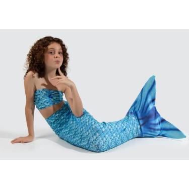 Imagem de Biquini Fantasia Cauda de Sereia Infantil - DILUXO, M, Azul