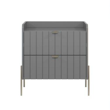 Imagem de mesa de cabeceira com gaveta cinza para quarto moriah 60cm - Aprire Mó