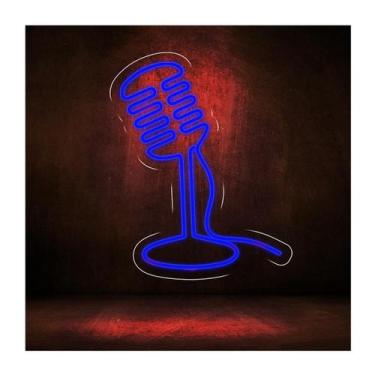Imagem de Painel Neon Led Microfone Decoração Luminoso Podcast - OntheLight, Azu