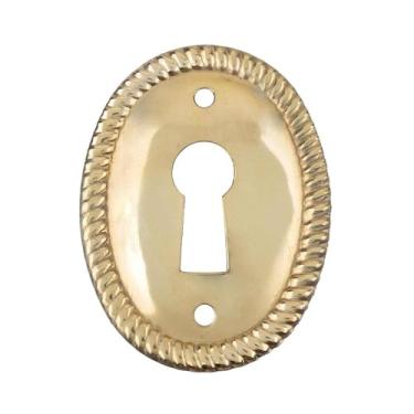 Imagem de Capa decorativa vertical oval de latão | 2,5 cm x 3,8 cm | Placa de proteção para porta de armário, gavetas de cômoda, mesa | Ferragens de móveis antigos | UA-259-PB
