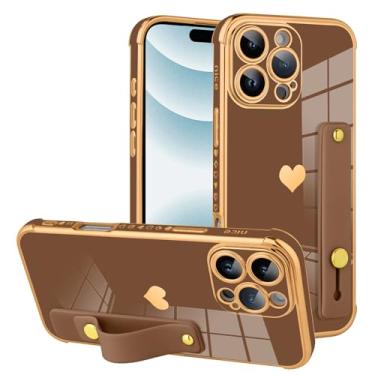 Imagem de BITOBE Capa projetada para iPhone 16 Pro Max Coffee Love Hearts Design para mulheres e homens, revestimento de luxo com suporte de alça Kikstand lente de câmera completa Pro Maxtection Bumper 17.5 cm