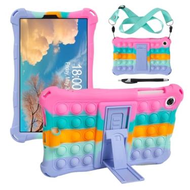 Imagem de Misenya Capa para tablet Lenovo M8 4th TB-300FU de 20.3 cm com cordão/caneta Stylus/suporte de caneta macia multi-ângulo para Lenovo M8 4th TB-300FU (rosa colorido)