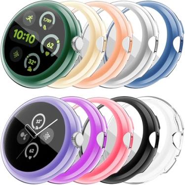 Imagem de RICHONE [Pacote com 10] Capas compatíveis com Google Pixel Watch 2 (2023)/Pixel Watch 41 mm, protetor de tela de alta sensibilidade, capas antiqueda leves (10 cores)
