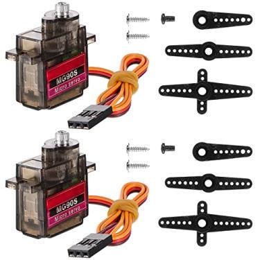 Imagem de 2 Pcs MG90S 9g Micro Servo Motor Metal Gear Micro Servos Replace SG90 for Smart RC Robot Helicopter Airplane Controls Car Boat Plane Vehicle Models