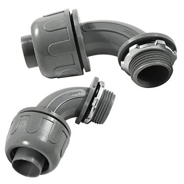 Imagem de HQRP Pacote com 2 conectores rígidos de plástico não metálico de 90 graus para conduíte elétrico de 90 graus [listado na UL]