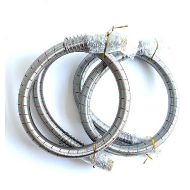 Imagem de Pacote com 2 mangueiras de lavadora premium de grau industrial 1,27 cm ID de encaixe - 1,2 m sem chumbo, à prova de explosão, linhas de suprimento de entrada de água forradas vermelhas e azuis -