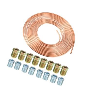 Imagem de Motoforti 1 conjunto de 25 pés de 5/40.6 cm OD kit de tubulação de linha de freio flexível revestido de cobre bobina de rolo de tubo de linha de freio com 16 conexões flare invertidas de longa duração
