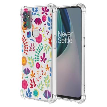 Imagem de JDYGWK Capa para Oneplus Nord N100 1+ N100 com estampa de flor transparente, TPU macio, fina, leve, à prova de choque, capa protetora antiarranhões para Oneplus Nord N100, plantas coloridas