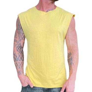 Imagem de Regata machão lisa masculina  malha 100% algodão camiseta casual fitne