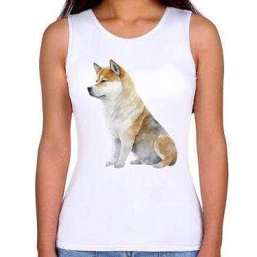 Imagem de Regata Feminina Cachorro Shiba Inu - Foca na Moda, Branco, P