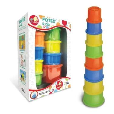 Imagem de Brinquedo empilhar e encaixar potes e cia diversão bebe - MBBIMPORTS, 
