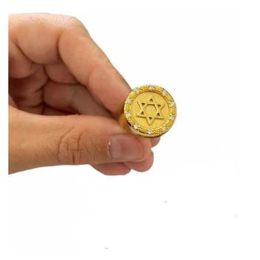 Imagem de Anel Estrela Davi Com Pedras Cravejadas Banhado A Ouro - ToJoia18k