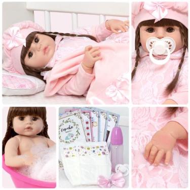 Imagem de Bebe Reborn Realista Menina Vestido Rosa Baby Envio Imediato - Cegonha