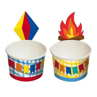 Imagem de Copinho para Doces 100ml - Festa Junina Arraiá  - 8 unidades - Cromus 