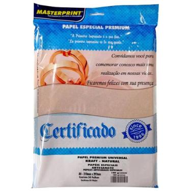 Imagem de Papel Kraft 180g A4 Pardo Natural Masterprint com 50 Folhas
