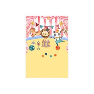 Imagem de Painel De Festa Vertical 1,50 x 2,20 - Animais Circo Vermelho e Amarel
