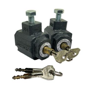 Imagem de Par Fechadura cadeado De Chão Polyforte Porta comercio loja Cortina Fe