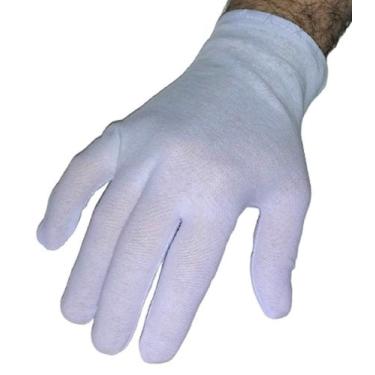 Imagem de Algodão 100 % Luva 1 Par tamanho G Branca para Alérgicos Fantasia Buff