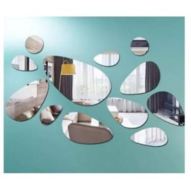 Imagem de 3 Kits Espelho Acrílico Decorativo Pedras Quarto Sala 15pcs - AGV Cria