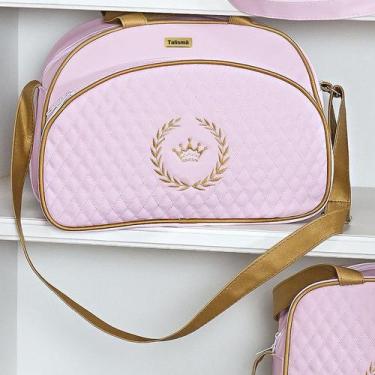 Imagem de Bolsa Maternidade Puppi Coroa Rosa e Dourado M - Talismã