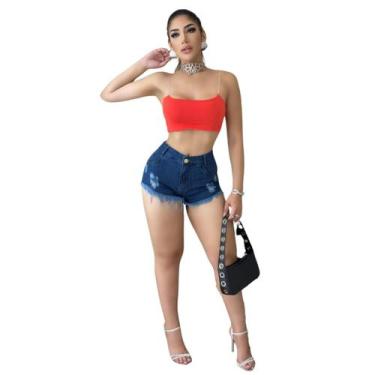 Imagem de Short Feminino Jeans Curto Azul - Fortaleza Jeans, 42, Jeans