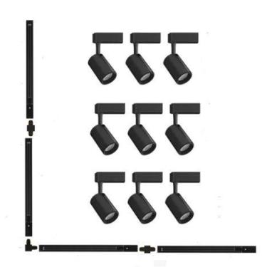 Imagem de Luminária Sala Modelo L Trilho 4m + 8 Spots Led 7w Luz 3000k - TM