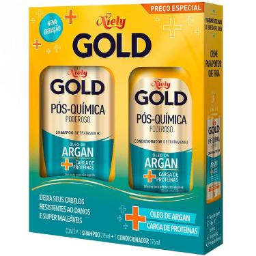 Imagem de Shampoo + Condicionador Niely Gold Pós-Química Óleo de Argan + Carga de Proteínas