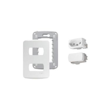 Imagem de Kit Conjunto 4x2 Tomada 10A Interruptor Inte Miluz Schneider