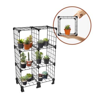 Imagem de Prateleira Suporte para Plantas 6 Nichos de 20cm para Decoração Suculentas Vasos Livros 65cm Altura