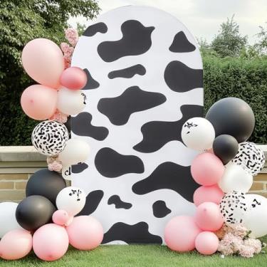 Imagem de Capa de fundo de arco de vaca de 2,2 m para moldura de arco de 2,2 m, sem vincos, fazenda, natureza, vaca, elastano, arco, chiara, redonda, decoração de chá de bebê, festa de aniversário e fundos para