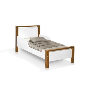 Imagem de mini cama infantil meli com proteção mdf e pes de madeira estilo retrô